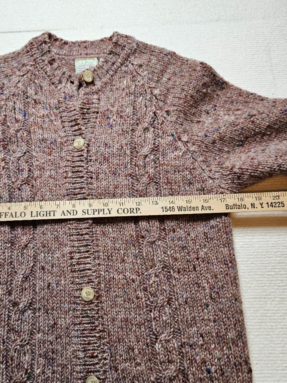 Vintage LL Bean Genuine Donegal Knit Cable Cardigan Sweater Size 36 - Picture 3 of 7